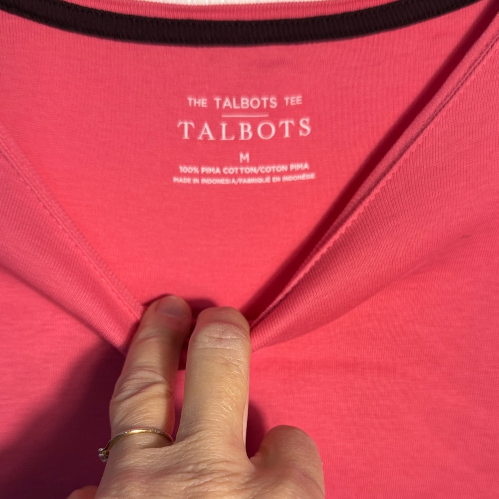 Talbots Coral Long Sleeve Tee - Picture 2 of 3